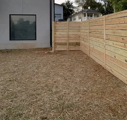 Custom horizontal wood fence at a modern home — Timber Fencing, Monroe, NC